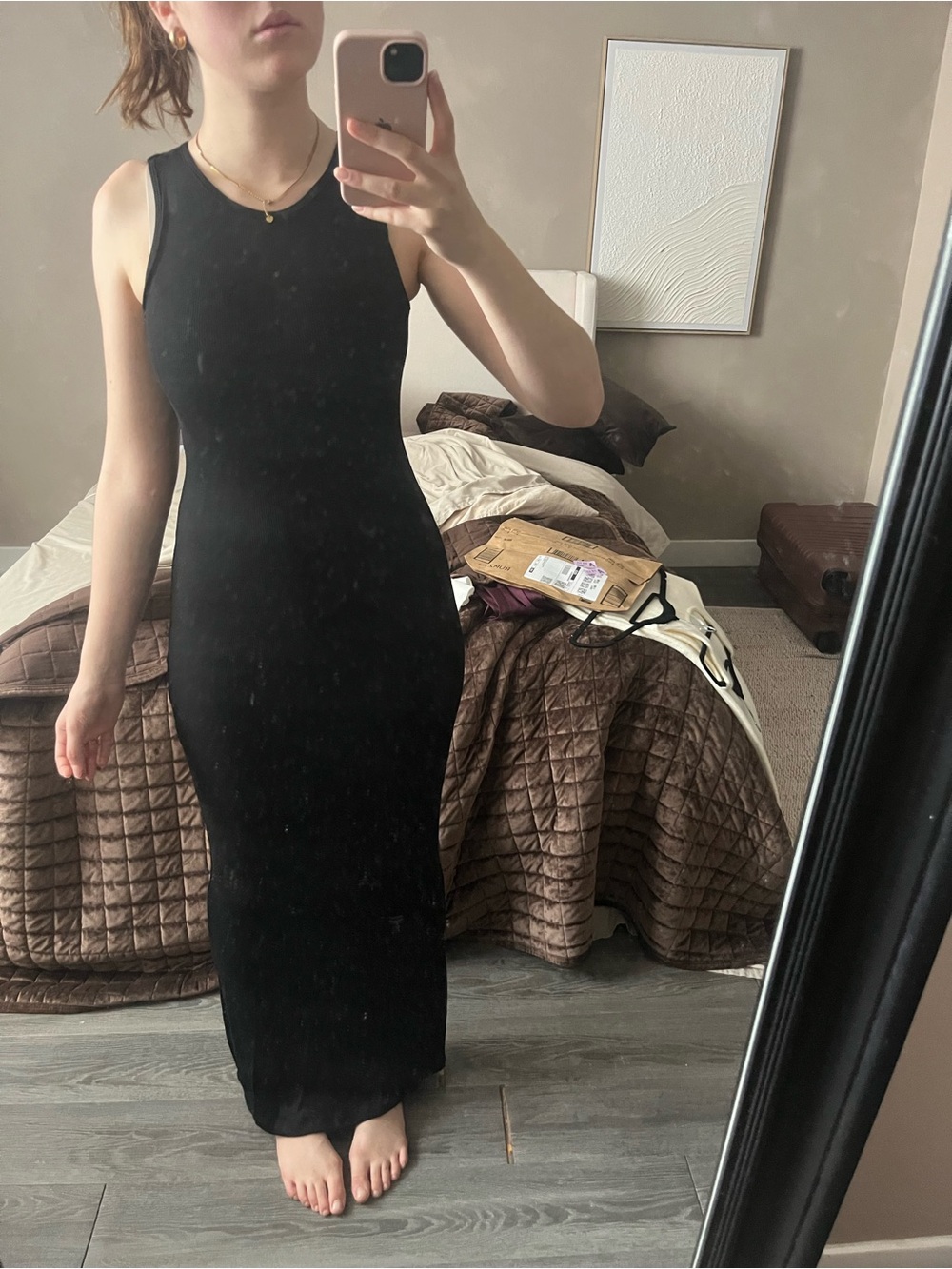Women's Black Sleeveless Maxi Dress - Sleek Bodycon Style